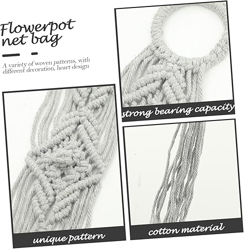 Miniatura 7 de YARNOW 3 piezas de red para plantas, soportes para macetas para exteriores e interiores, soporte para plantas de macramé, soporte para plantas de