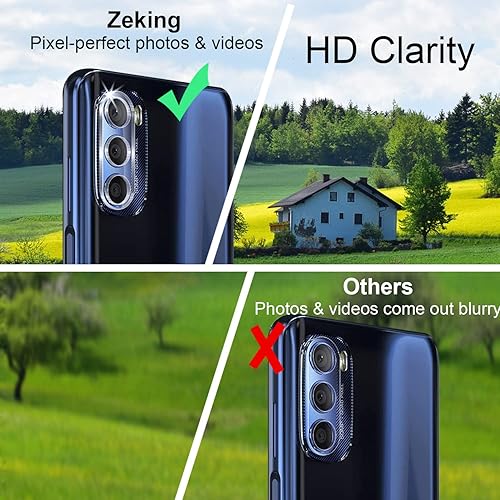 Miniatura 6 de Zeking 2+2 Paquete para Moto G Stylus (2022) Protector de pantalla de vidrio templado de privacidad + protector de lente de cámara, sin burbujas