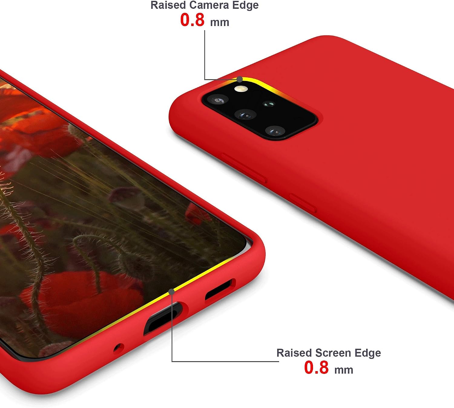 SURPHY Silicone Case Compatible with Galaxy S20 Plus Case 6.7 inches, Slim Liquid Silicone Full Body Phone Case (with Microfiber Lining) for Galaxy S20 Plus 6.7" (Red)