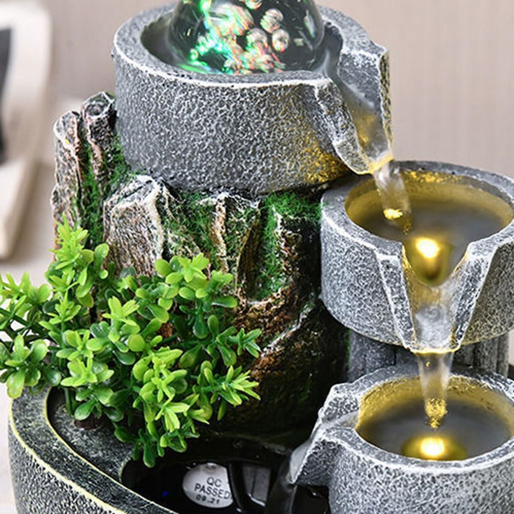 Waterfall Fountain Water Wheel Water Fountain Decorative Ornaments Desktop Living Room Circulating Water Study Desktop Fountain Decorative Tabletop Fountains