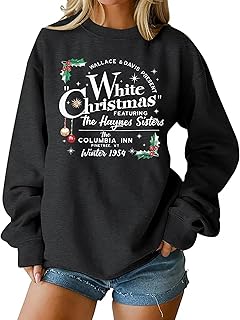 MAXIMGR White Christmas Sweatshirt for Women Christmas Sweatshirts Xmas Holiday Sweatshirt Funny Letter Print