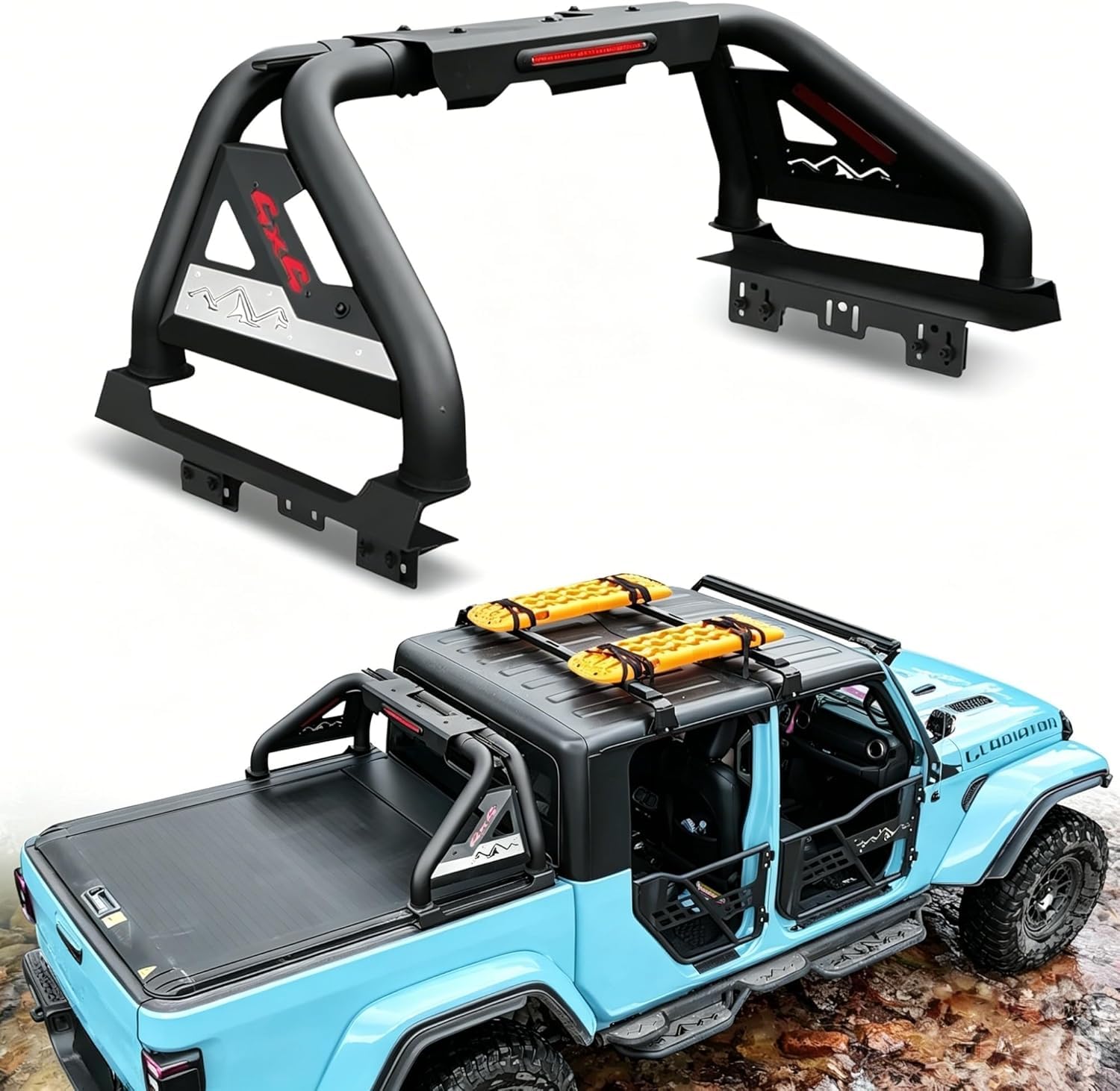 MONOKING Full Size Roll Bar for with Brake Light for Off Road Camping