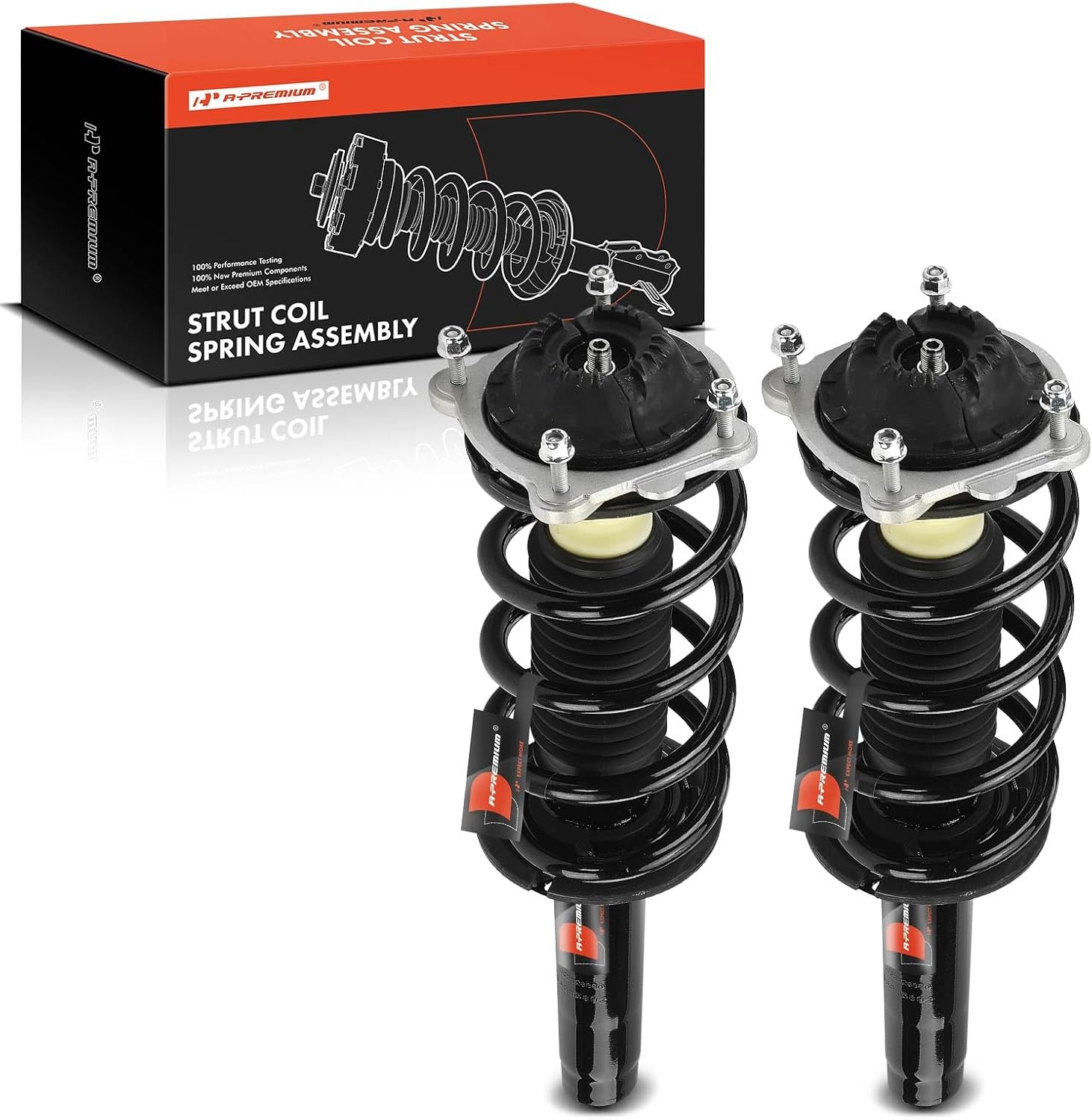 A-Premium Front Complete Struts Compatible with Audi A6 2012-2018, A6 Quattro 2012-2018, A7 Quattro 2012-2018 - 2x Replacement Suspension Shock Absorber with Coil Spring Assembly