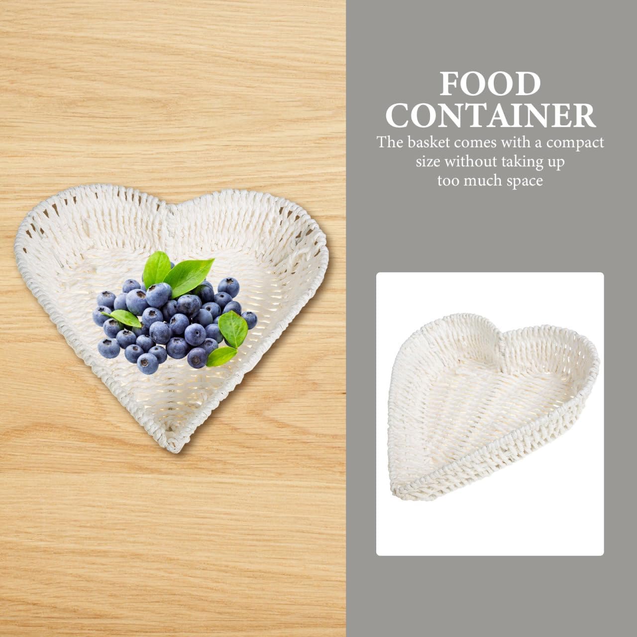 Zerodeko Heart Shaped Fruit Plate 10.82X9.84X2.75In Desktop Storage Basket for Kitchen Snacks Candy Small Items Organization
