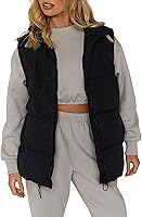 Athlisan Women's Oversized Zip-Up Puffer Vest - Stand Collar Sleeveless Padded Jacket for Trendy Winter Layering