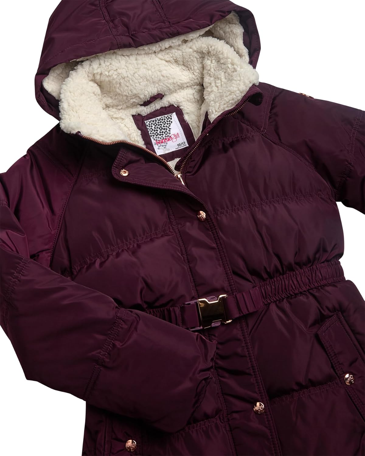 KENSIE GIRL Girls Puffer Jacket - Wind and Water Resistant Cozy Soft Sherpa Lined Jacket Belted Girls Winter Coat - Image 2