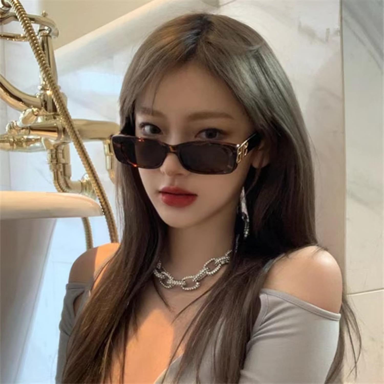 NLEYANB 5 Pieces Y2K Small Rectangle Square Sunglasses Bulk for Women UV400 - Image 6