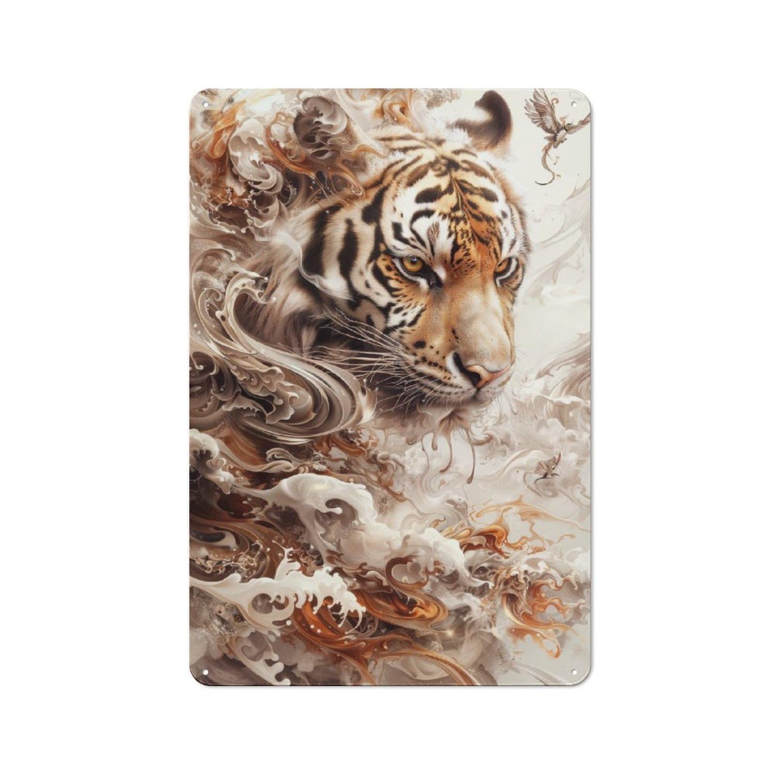 Junmoney Tiger Swirl Vintage Tin Wall Plaque 30X20cm For Workshop Wall, A Decorative Christmas Gift For Makers And Diy Enthusiasts