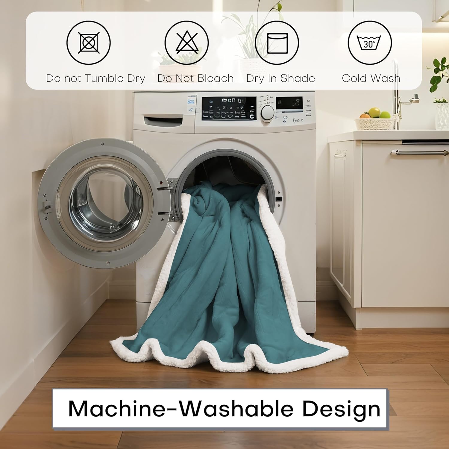 Electric Heated Blanket Full Size 72"x84" - Dual-Sided with Microplush & Sherpa Fabric, 4 Heat Settings & 10 Hours Auto Off, Machine Washable - Teal - Image 4