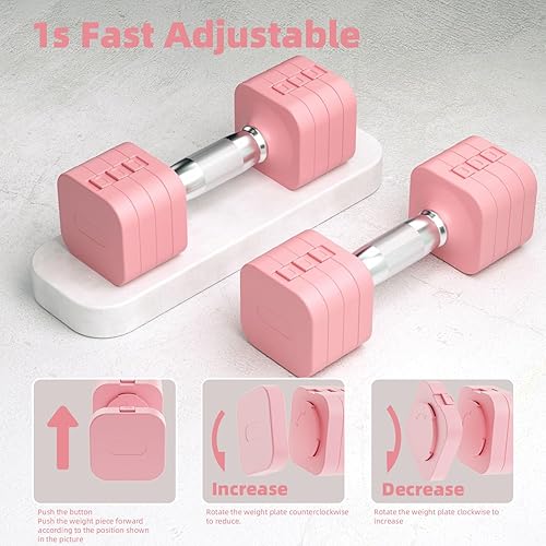 Miniatura 7 de 20LB Adjustable Dumbbell Set, 10lb Dumbbells Set of 2, 5 in 1 Free Weights Set, Each 4lb 6lb 8lb 10lb for Women & Men for Home Gym Exercise Workout