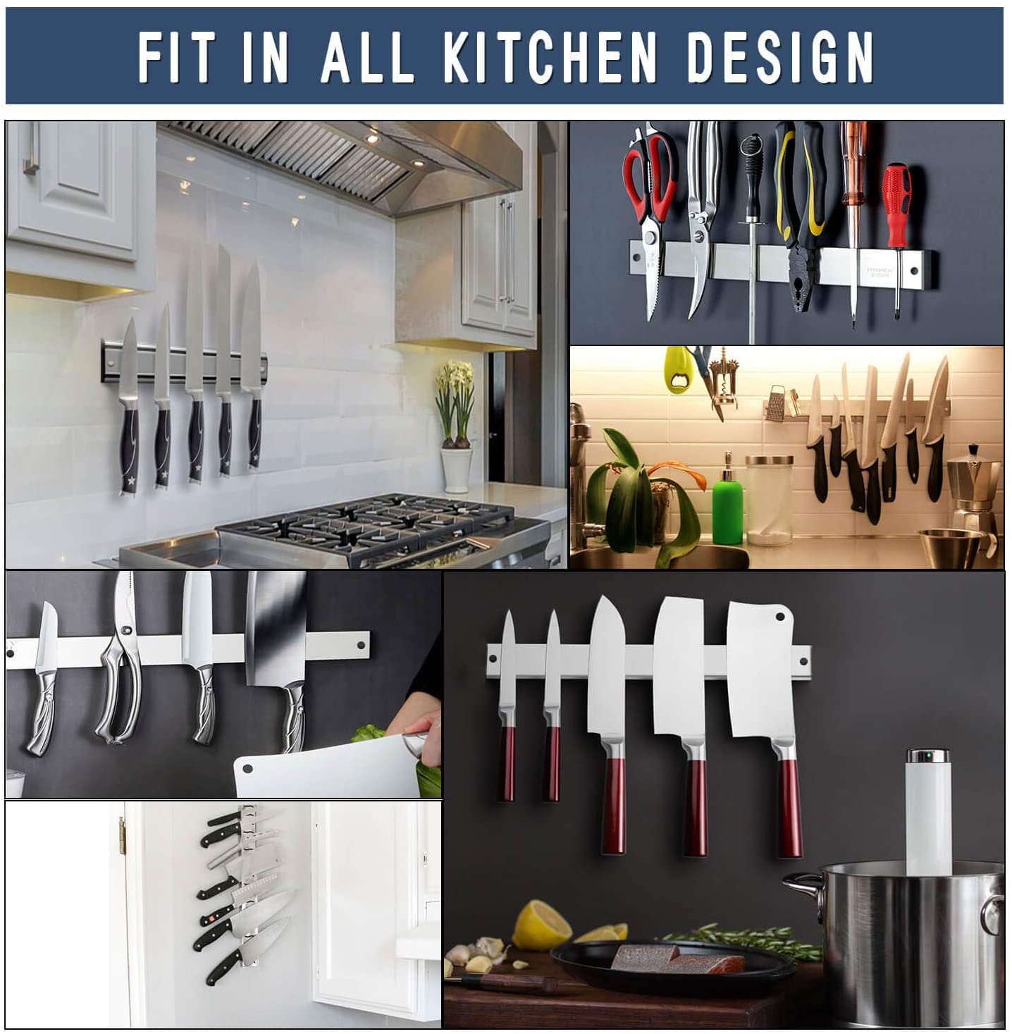 [Actualizado] Soporte Magnético para Cuchillos y Herramientas - 50 cm, Acero Inoxidable - para Cocina, Garaje - Tira de Almacenamiento
