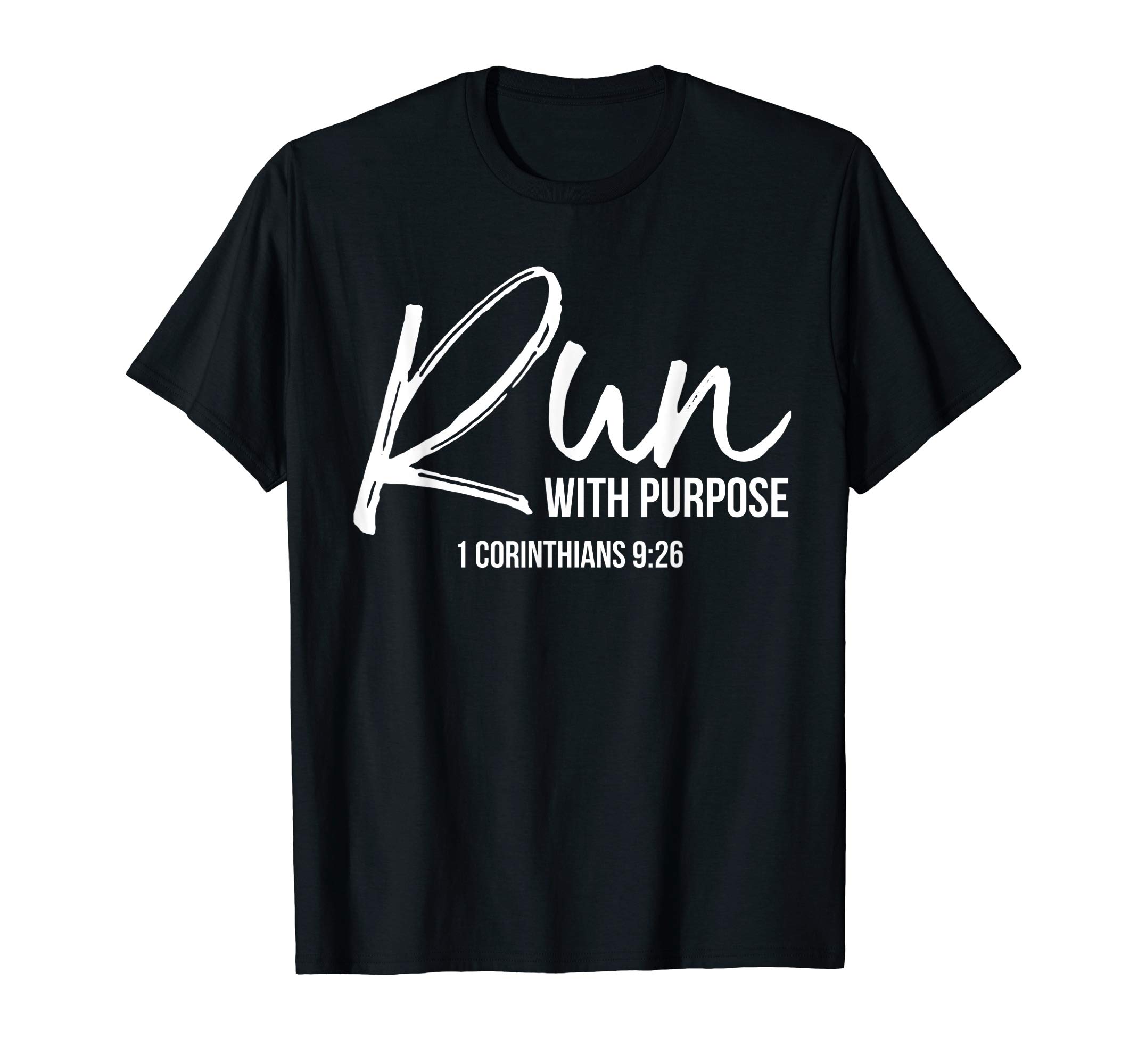 P37 Design Studio Jesus ShirtsChristian Runner Gift Running Gear Run With Purpose Quote T-Shirt - Women's, Black, Small, Short Sleeve, Classic Fit, Cotton 100%OEKO-TEX STANDARD 100