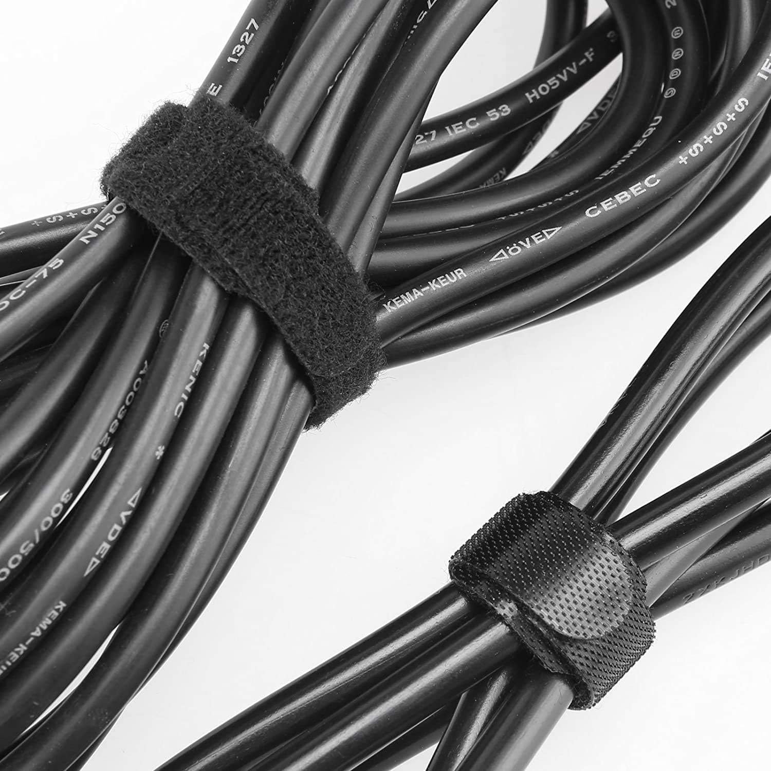 Reusable Cable Ties Management Microfiber fastening cloth, Adjustable Fastener Cable Strap Hook and Loop Cord Ties, Black. (6 inch 20 Pieces)
