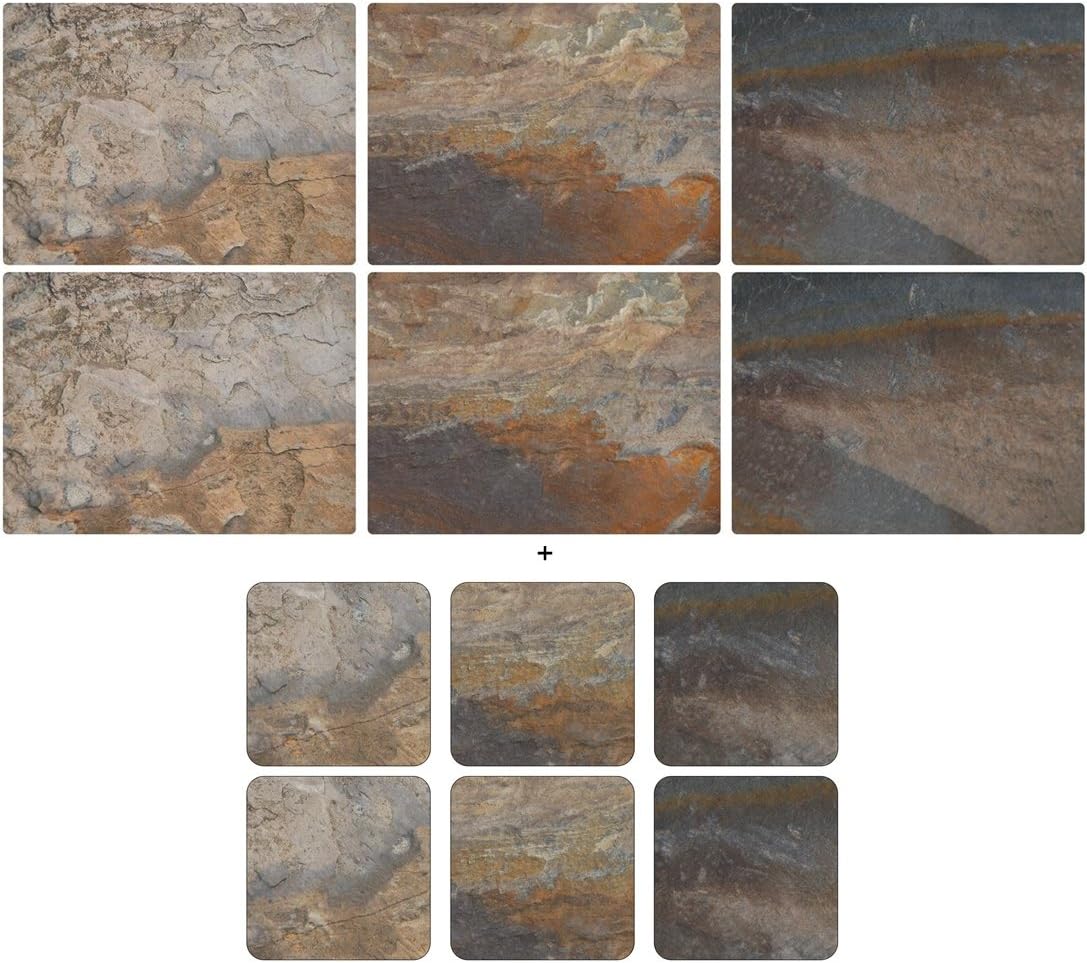 Portmeirion Home & Gifts Pimpernel Earth Slate Placemats, Set of 6, 30.