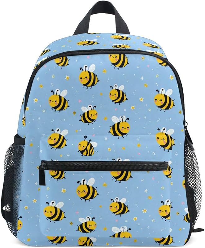 Toddler Backpack Cute Cartoon Bees Colorful Stars Blue School Bag M