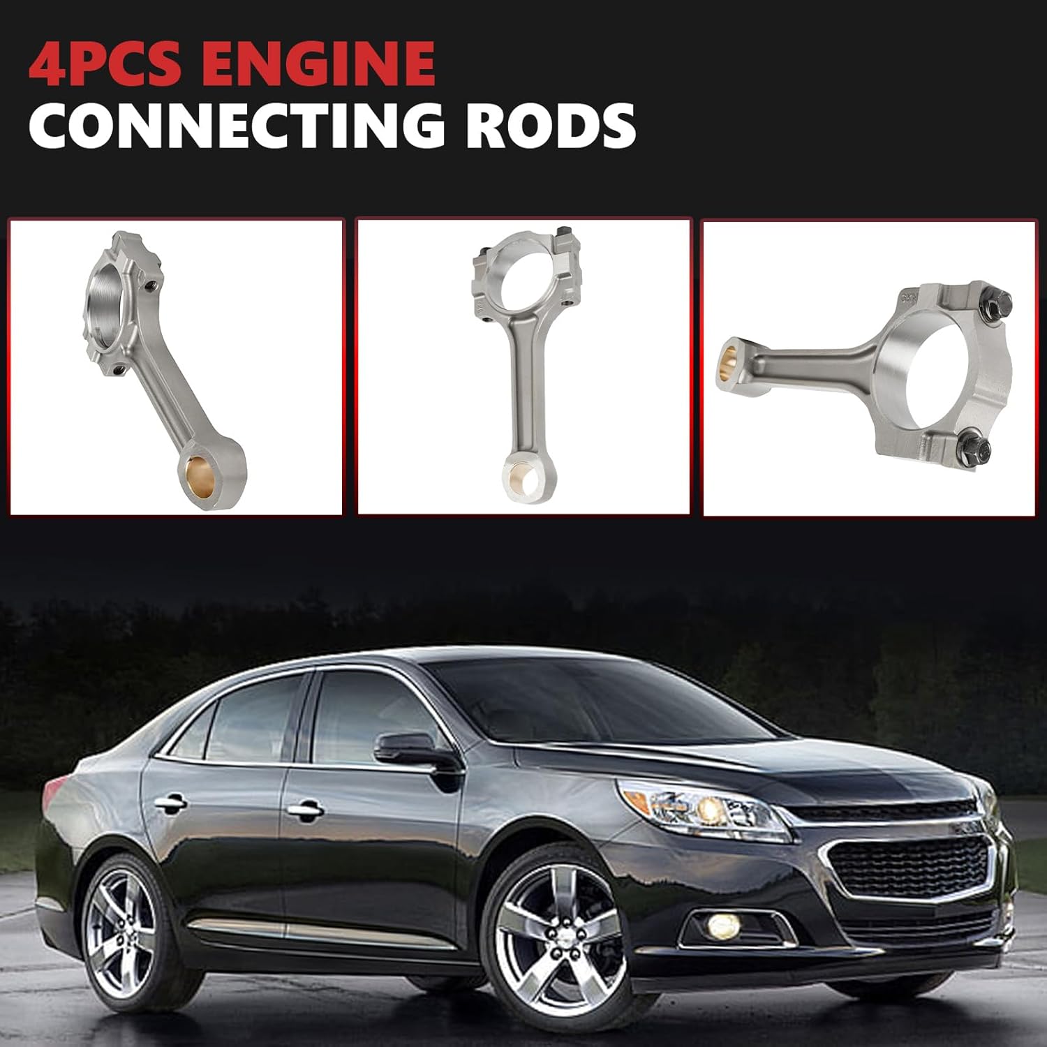 12654958 4PCS Engine Connecting Rods Compatible with 2010-2017 GMC Terrain Chevrolet Chevy Equinox HHR Impala Malibu Pontiac Buick LaCrosse Regal Pontiac Saturn Replace 2598216 12596088 12611360