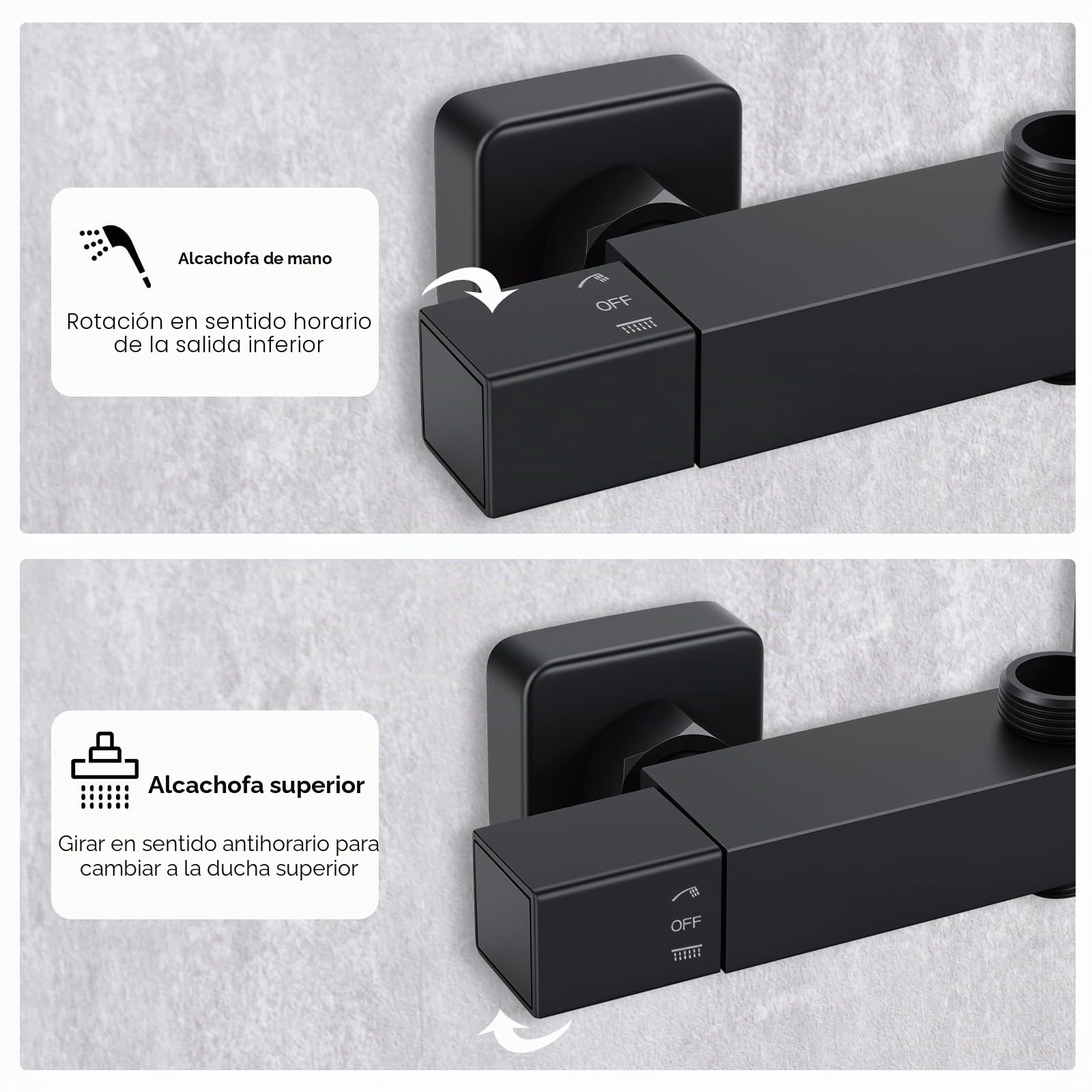 Ronvie Barra termostática de ducha - Válvula de latón montada en pared de dos salidas, cerradura de seguridad de 38 °C y superficie táctil fría con tapa G de 3/4" y conectores BSP de 1/2" G-inferior