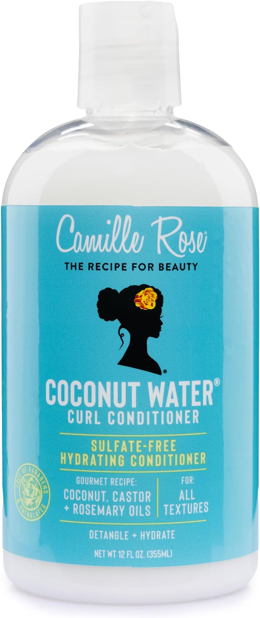 Coconut Water Curl Conditioner with Natural Coconut, Rosemary, & Castor Oils to Hydrate and Detangle, for Curly & Coily Hair Types, 12 oz