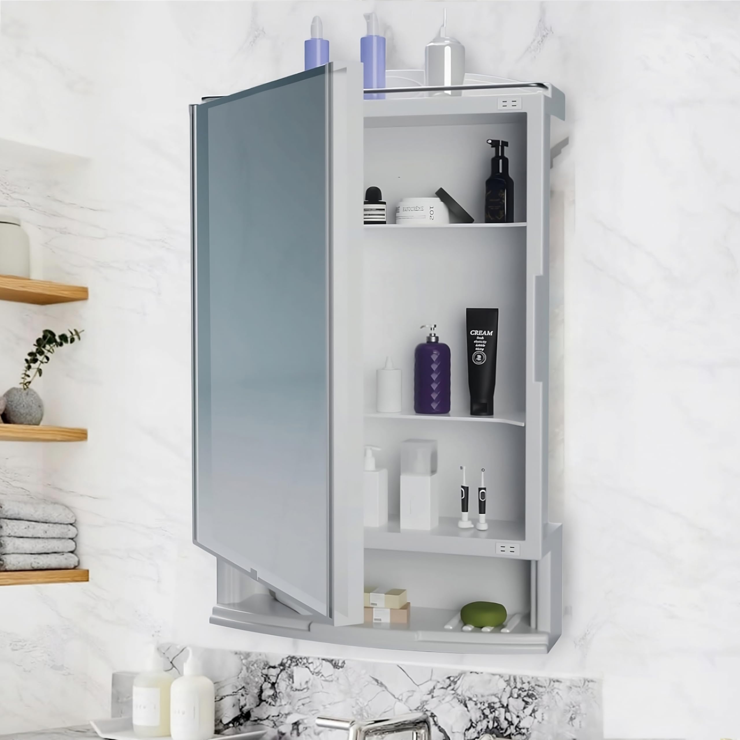 ZOLMIX Bathroom Cabinet with Mirror| Bathroom Mirror with Storage| Strong Plastic Bathroom Shelf for Wall with Mirror| Bathroom Accessories| Bathroom Mirror Cabinet| Bathroom Organiser Cabinet -White (B0DDLHZ8H6) Amazon Price History, Amazon Price Tracker