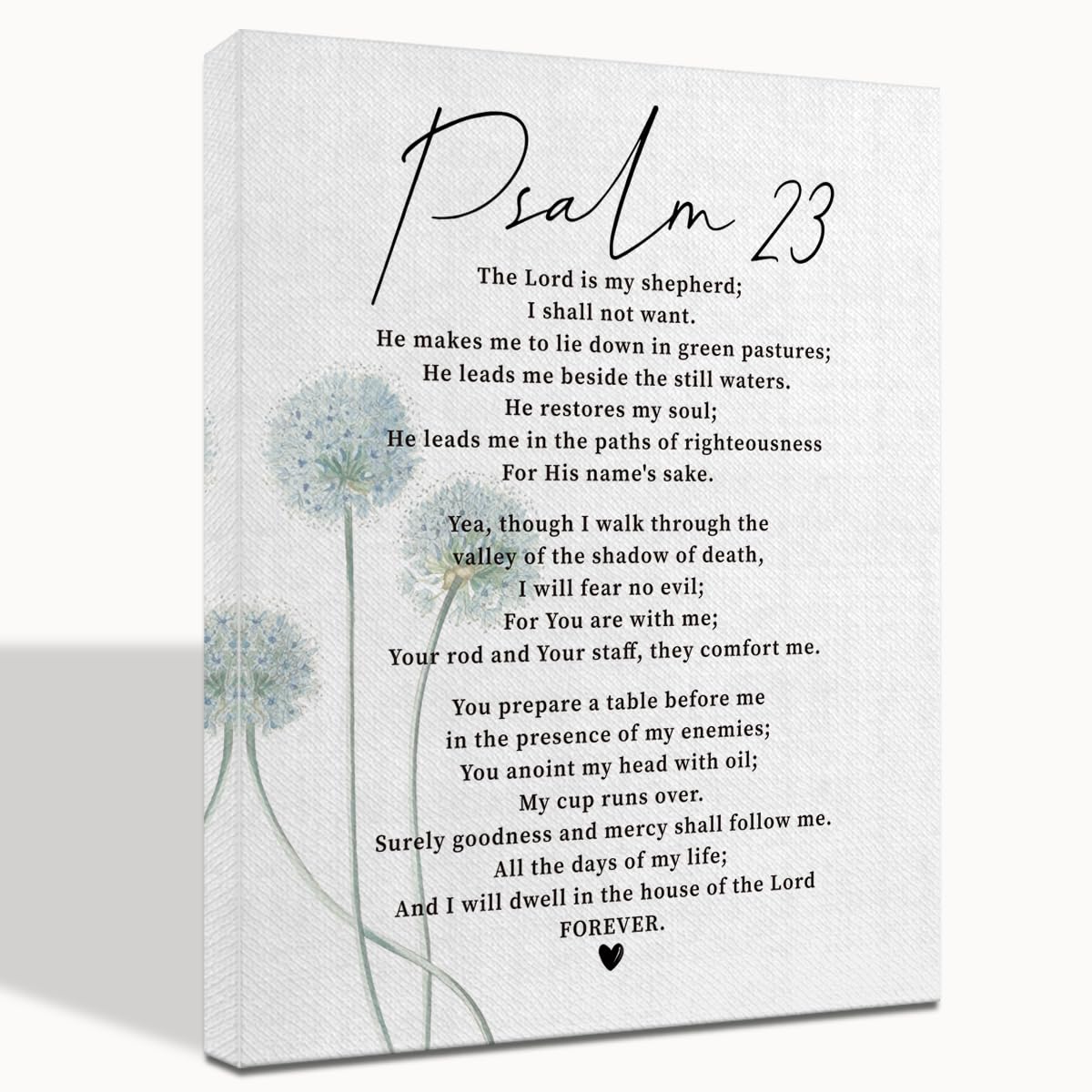 Psalm 23 Wall Art, Psalm 23, Scripture Signs Decor, The Lord is My Shepherd, Inspirational Quote Canvas Wall Art, Prayer Room Décor 16x20 inch
