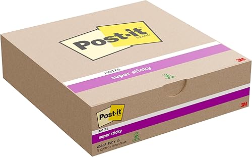 Miniatura 4 de Post-it Notas súper adhesivas, amarillo canario, paquete de 16 blocs, 90 hojas por bloc, 2.992 in x 2.992 in, notas extra adhesivas para paredes,