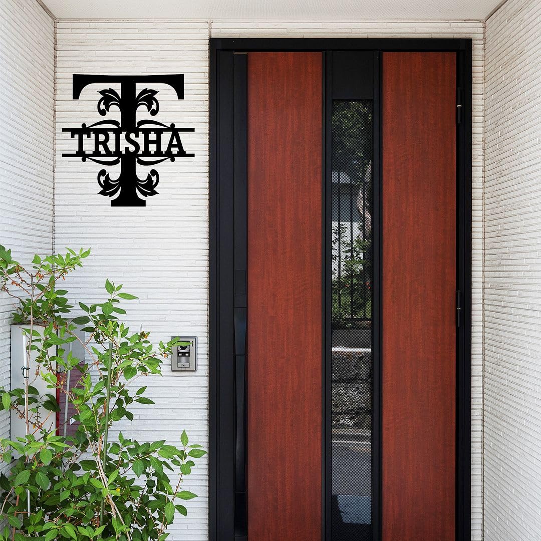 Customize Monogram Wooden Alphabet Initials Name Plate for Entrance Decoration Black (12inchX12inch)_Letter-T — Amazon image 2