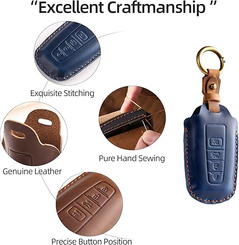 Miniatura 2 de OFFCURVE Funda de cuero para llave de automóvil de 34 botones, protector de llavero compatible con Toyota Camry Corolla Highlander RAV4 Avalon Prius