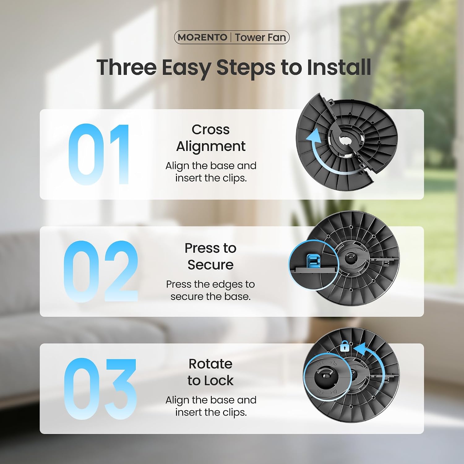 MORENTO Smart Tower Fan for Bedroom with Remote, 36" WiFi Tower Fan, 25dB Quiet 90° Oscillating Standing Fan, 4 Speeds, 4 Modes, 12H Timer, Works with Alex/Google, Floor Fan for Bedroom, Black, 1Pack