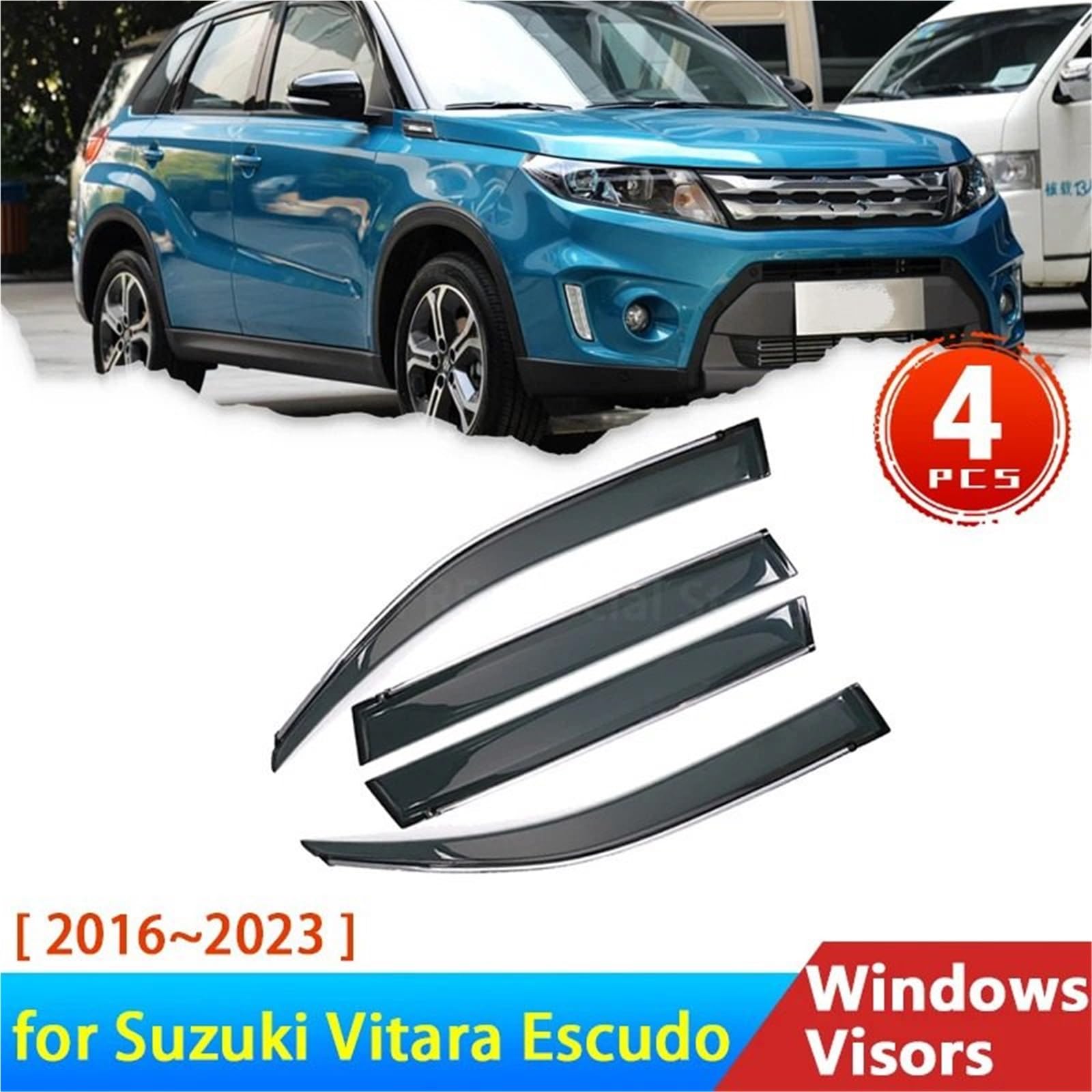 Pompa ciśnieniowa wspomagania 4x deflektory pasujące do Suzuki Vitara Escudo LY 2016~2023 osłona przeciwwiatrowa, osłona szyby samochodowej, osłona przeciwdeszczowa
