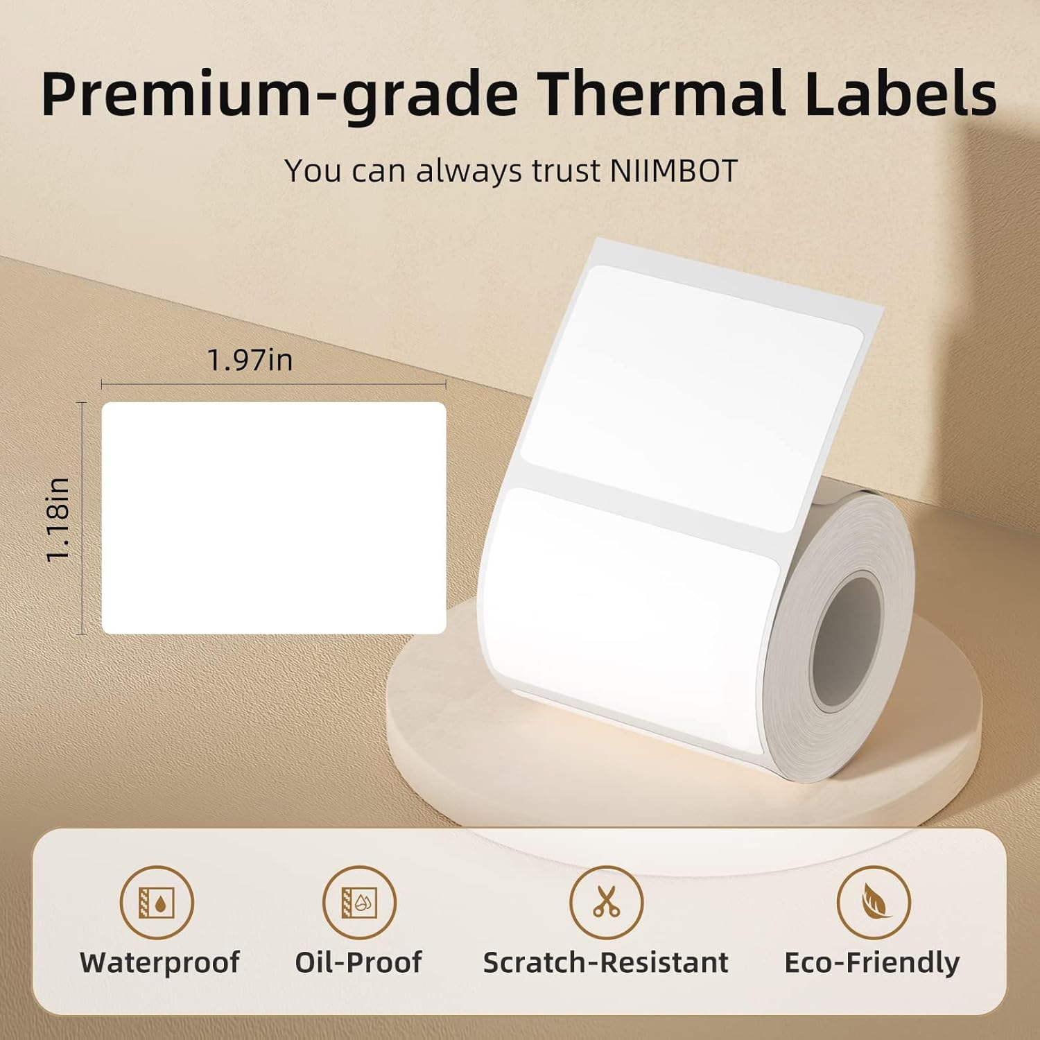 NIIMBOT Labels for B1/B21/B3S Lable Printer, 2" x 1.18" (50×30 mm) Waterproof Sticker Paper Shipping Address Labeling Replacement with Self-Adhesive - 1 Roll of 230pcs (White) - Image 2