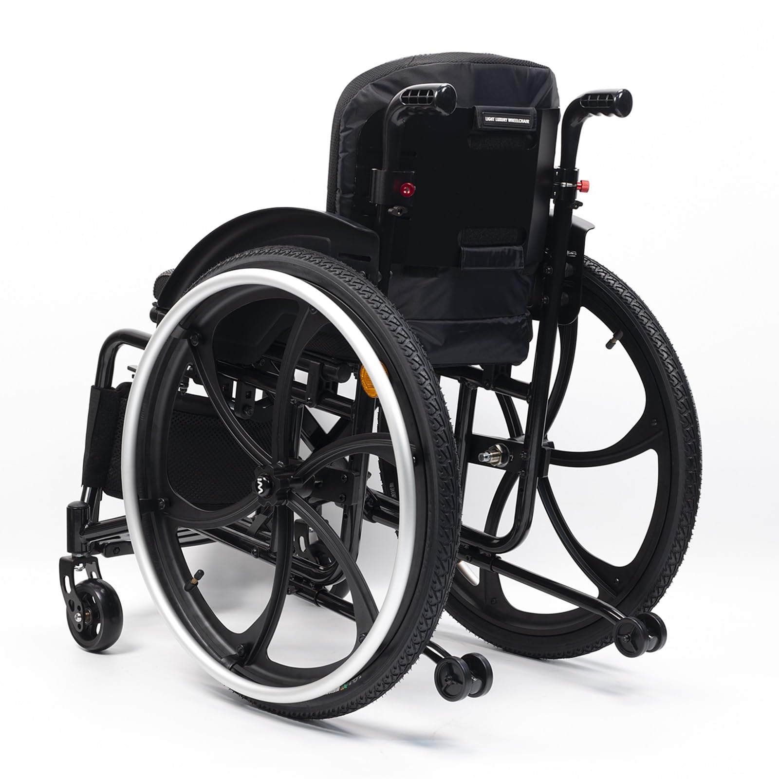 Silla de ruedas deportiva todoterreno for adultos, plegable, for interior y exterior, autopropulsada, de aluminio, manual y plegable, con sistema antivuelco.(38cm/15in)