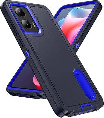 for Motorola Moto G Stylus 2024 Case with Kickstand Case 3-Layer Military Grade Protective Case Cover Silicone Shockproof for Motorola Moto G Stylus 2024 Phone Case Navy+Blue