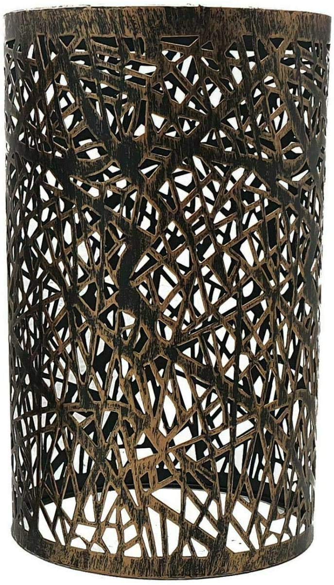 Industrial Metal Cage Drum Pendant Ceiling Light | Easy Fit Lampshade with Reducer Plate | Brushed Copper Finish | Modern Vintage Industrial Lighting for Living Room, Bedroom