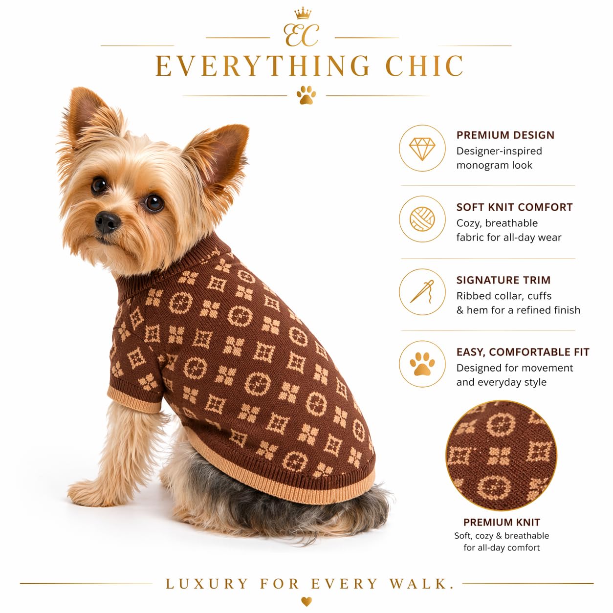 Everything Chic Ropa de lujo para perros, suéter de piel para bebé, sudadera con capucha de moda para perros pequeños, cachorros, bulldog francés, salchicha, chihuahua, gatos, maltés, sudaderas con