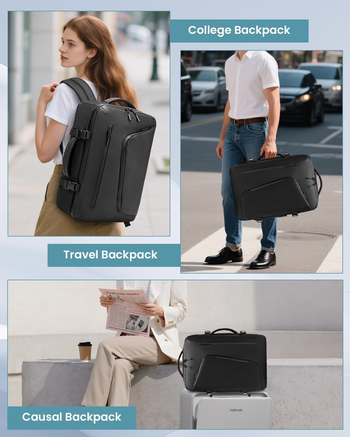 SWICKY Vacuum Compression Travel Backpack with Pump, 40L Carry-On Flight Approved Laptop Backpack, Water-Resistant Space-Saving Vacpack for Women & Men（Black）