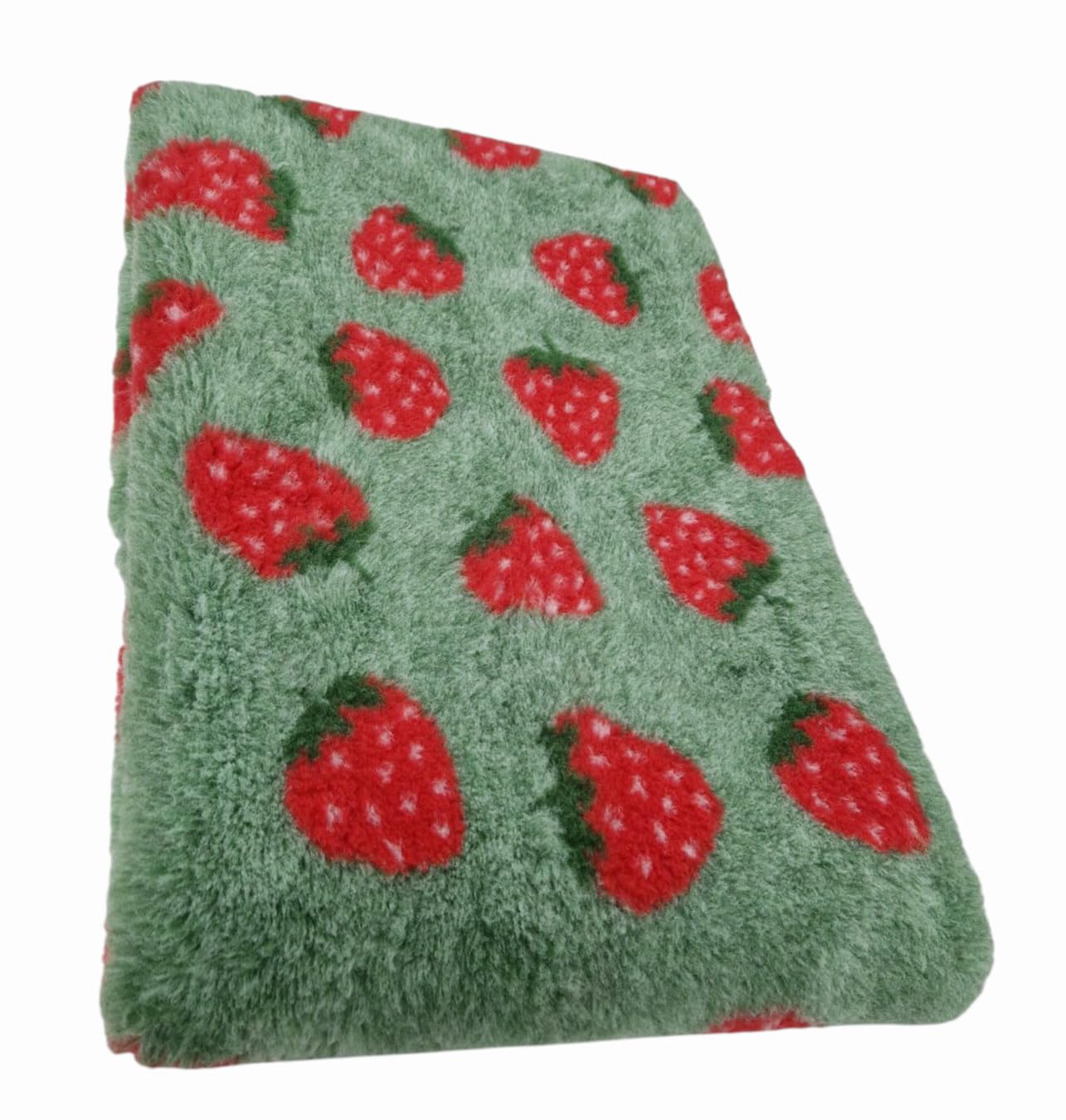 WOOF AND PUP | Non Slip Vet Bedding | Strawberry Pattern | Machine Washable | UK Manufactured | Non-slip | Dog Bed | Whelping | Vet Bed | Strawberries (Green, 150cm x 100cm (60" x 40")) — image 1