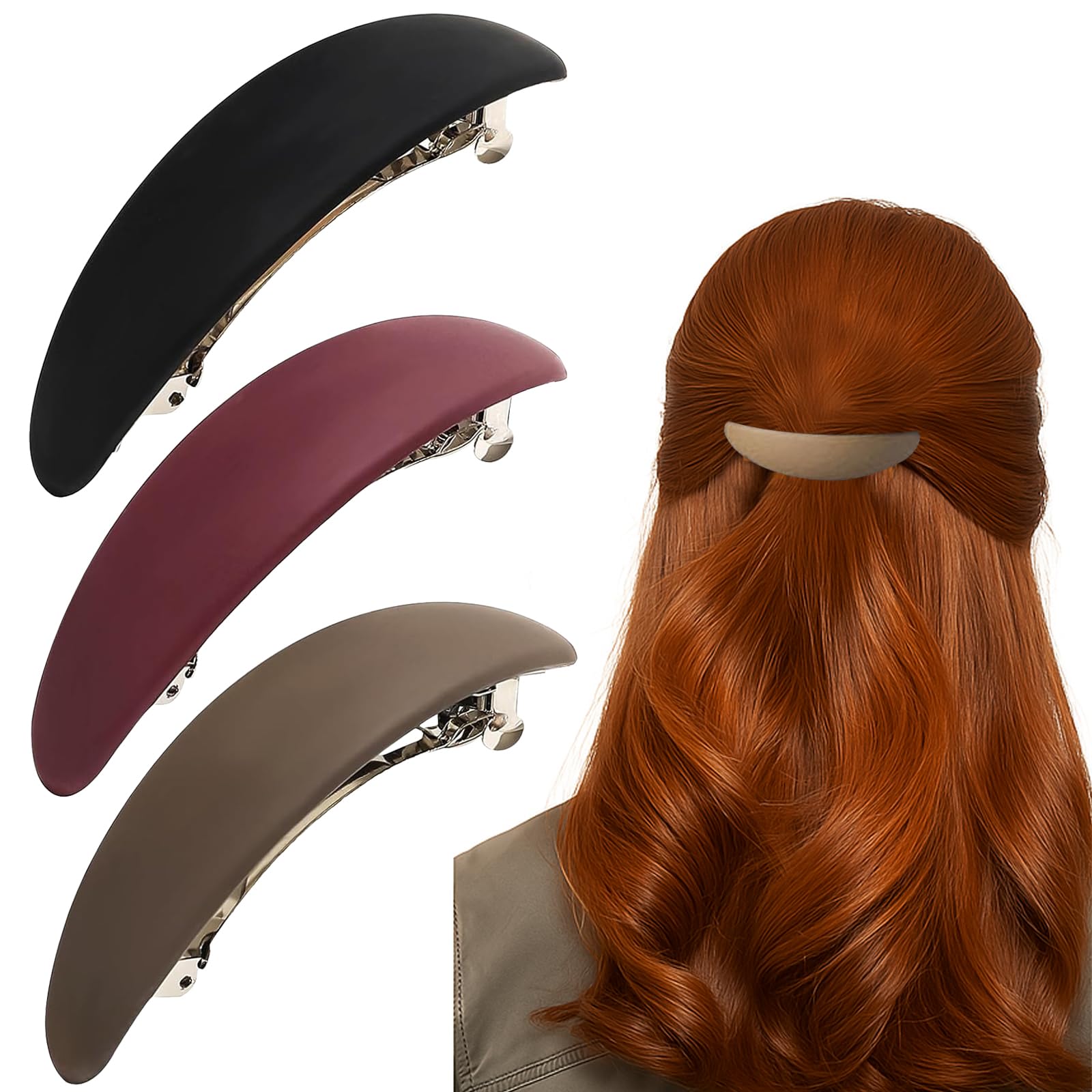 バレッタ 3個セットヘアクリップ 大きめ 磨砂質感髪留め バンスクリップ 大きめ スプリングデザイン 使いやすい ヘアピン 大きめ日常使いや写真撮影などに適しています 美しいヘアスタイルを作る
