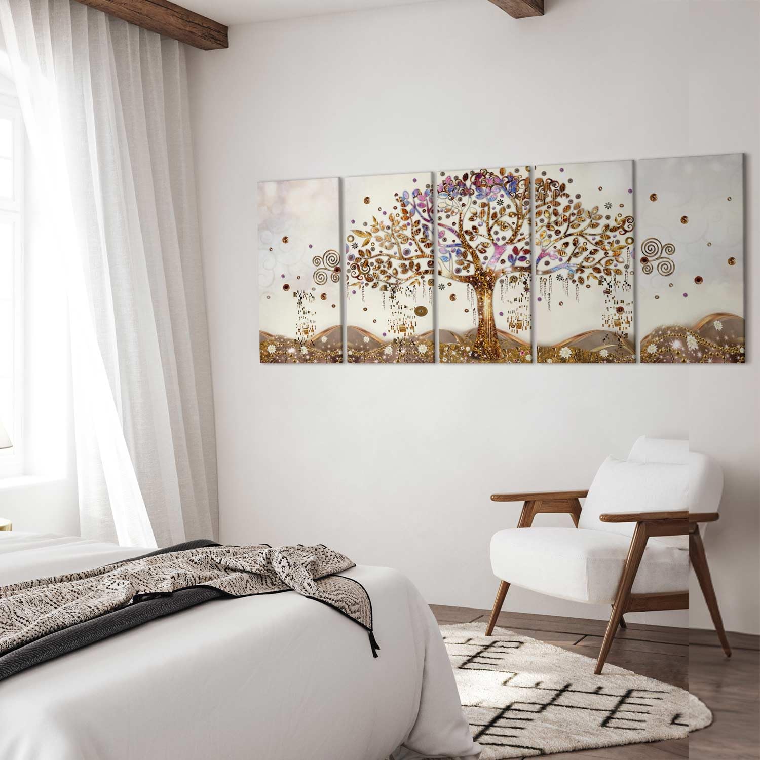 murando - Quadro Gustav Klimt 200x80 cm 5 Pezzi Stampa su Tela XXL Immagini Moderni Murale Fotografia Grafica Decorazione da parete Quadri Componibili Albero della Vita Astratto l-A-0009-b-n