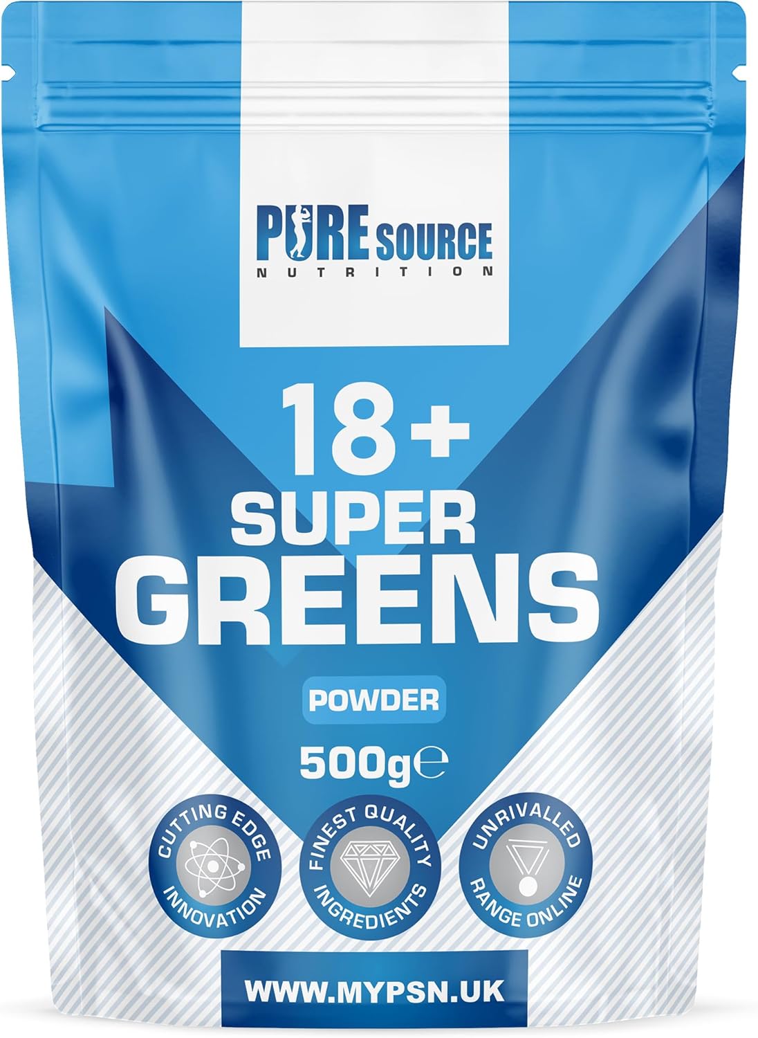 PSN Vegan Super Greens Powder 18 Superfoods Supergreens Blend with Green Tea, Maca, Inulin, Wheat Grass, Alfalfa, Barley Grass, Moringa, Spirulina, Hemp Seed Powder (500g, Strawberry Mango)