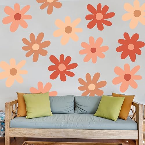 Calcomanías de pared de margaritas, calcomanías de pared bohemias, arte de pared floral, calcomanías de flores de margaritas coloridas para niños,