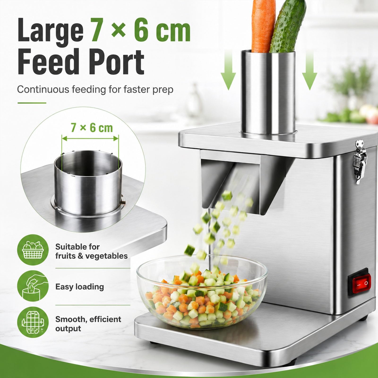 Tagliaverdure Elettrico Da 260 W, Trita Cipolle Professionale Da Banco, Affettatrice E Grattugia per Frutta Con 5 Lame Intercambiabili per Patate, Cetrioli