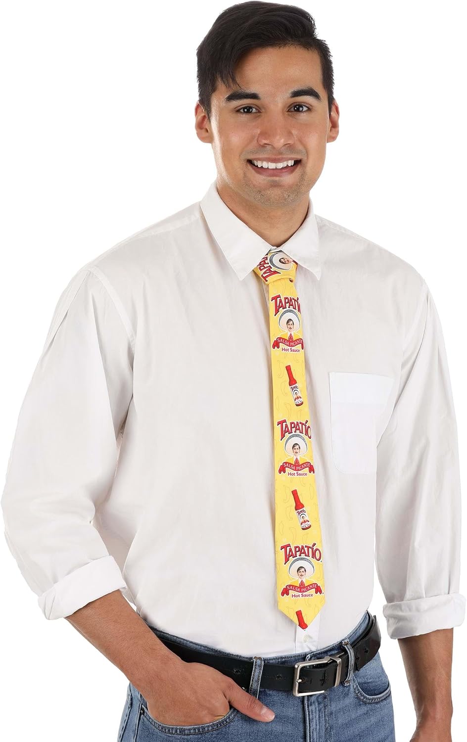Men's Tapatio Hot Sauce Necktie - 36" x 2.5" Tie with All-Over Printed Food Graphics, Funny Novelty Neck Ties