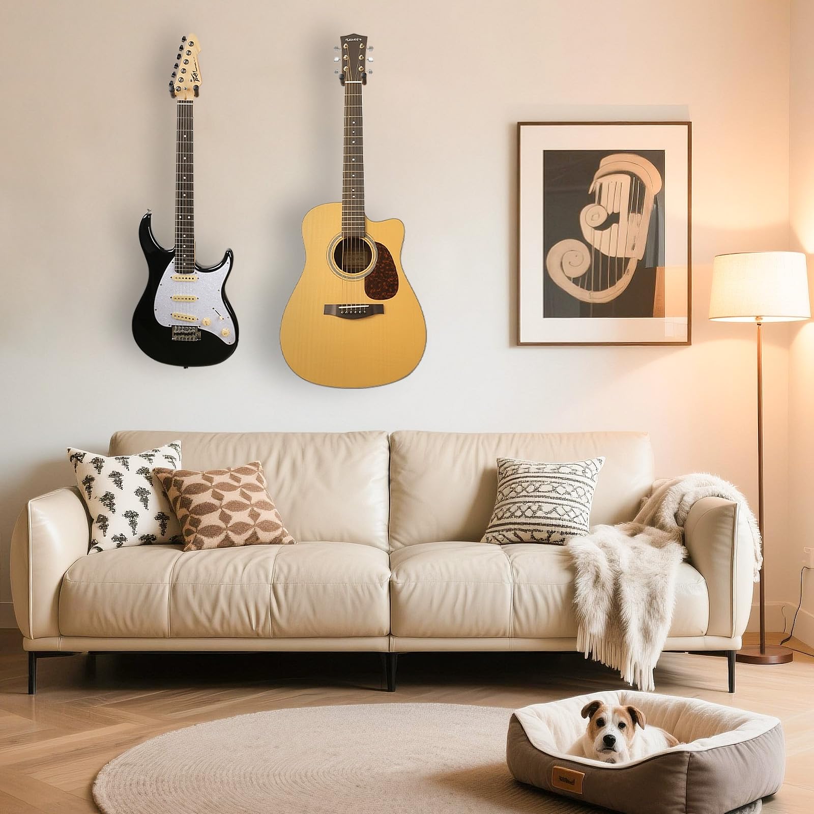DIDA Soporte de pared para guitarra, colgador de madera maciza, colgador de pared para guitarra, accesorios de guitarra, gancho giratorio en forma de U para guitarra acústica y eléctrica (2, madera de