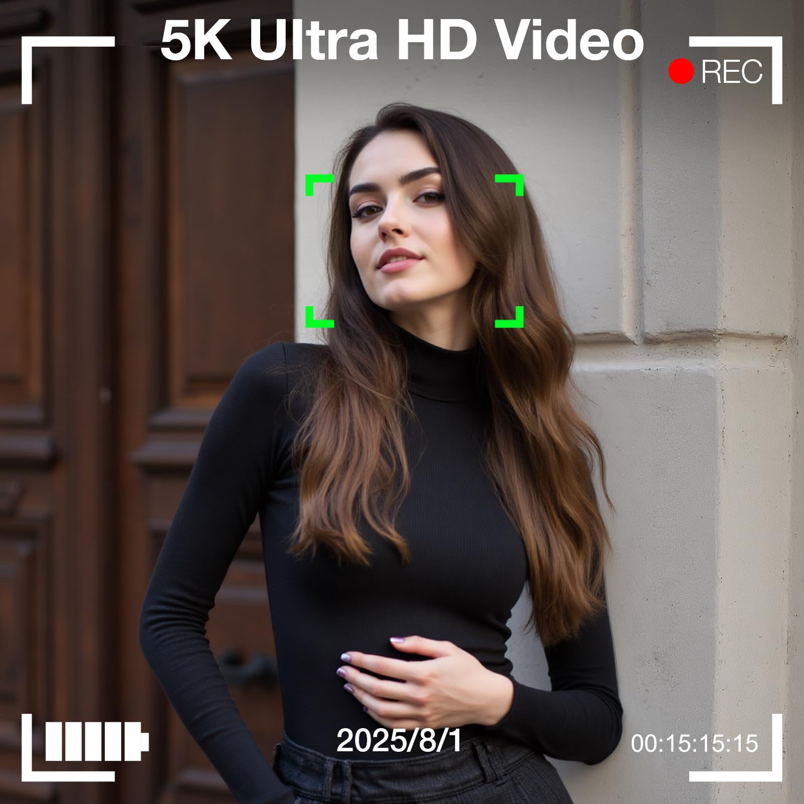 Appareil Photo numérique 5K avec WiFi pour la Photographie, caméra de vlogging 64MP avec écran Rabattable pour Youtube, Comprend Une Carte SD de 64 Go, Un trépied, Une lumière Selfie et 2 Piles