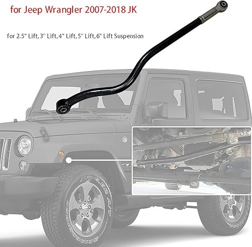 Miniatura 2 de Barra de riel ajustable frontal mejorada para forja integral para kit de elevación de 0-6 pulgadas compatible con Jeep Wrangler JK 2007-2018