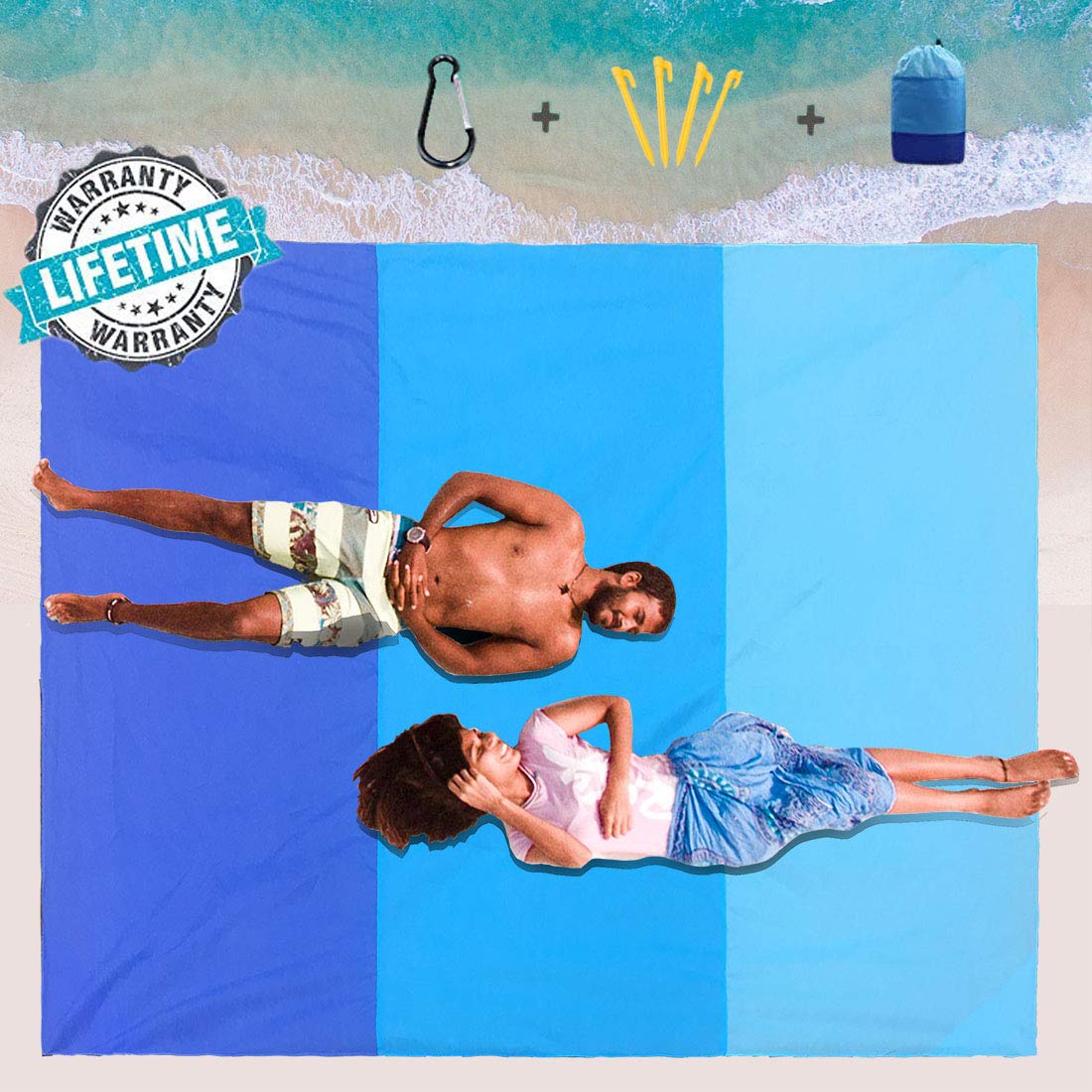 BosiduSand Free Beach Blanket, Oversize 80" x 83" Dust Disappear Fast Dry Easy to Clean Waterproof Sandproof Beach Mat Picnic Blankets for Travel, Camping, Hiking and Music Festivals