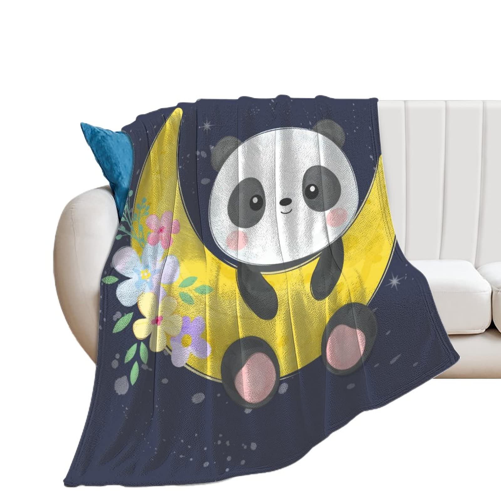 Couverture polaire panda mignon en flanelle 100x130cm pour lit et canapé