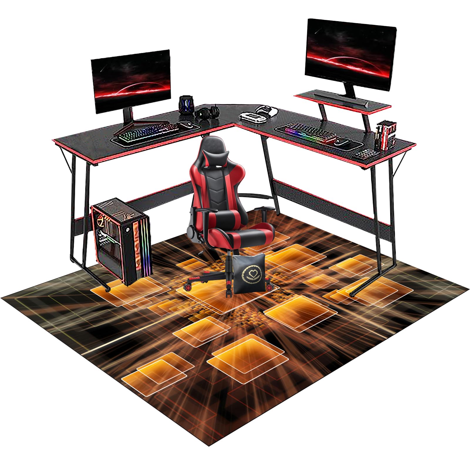 Office Chair Mat, Non-Slip Floor Protector for Rolling Chair, Multi-Purpose Hard Floor Protector for Home and Office Anti-scratch 60 x 90 cm, Gaming Chair Mat, Desk Chair Mat for Carpeted Floors