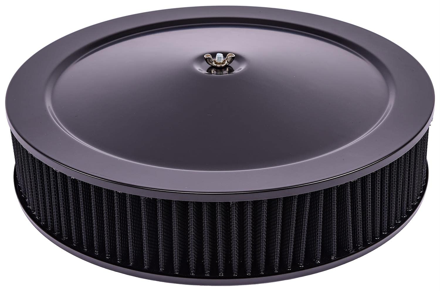 JEGS 500062 Air Cleaner with Smooth Top 14 in. x 3 in. [Black Powder-Coat]