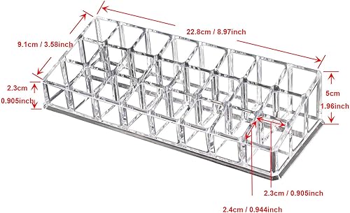 Miniatura 5 de AOKIVIGOA Clear PS Lipstick Organizador para cosméticos maquillaje titular cristal 24 secciones B estilo